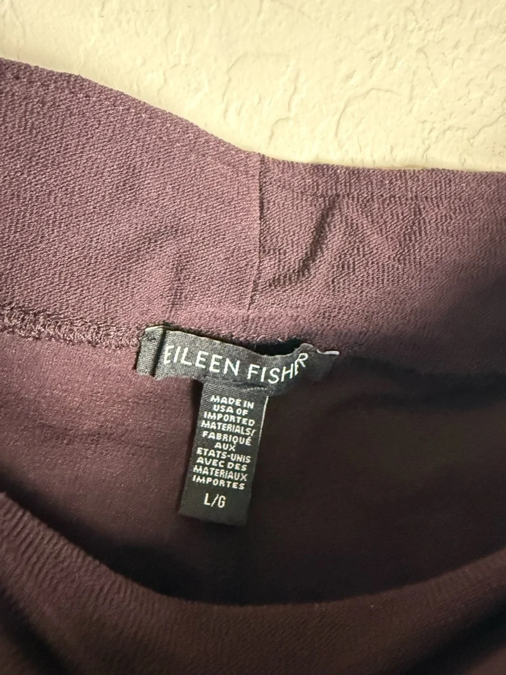 Eileen Fisher Washable Stretch Crepe Slim Ankle Pant Cassis Purple Large TK